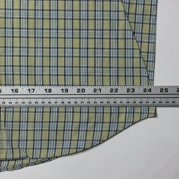 Vintage Guess Jeans Mens Plaid Blue Yellow Short Sleeve Button Shirt Size Large - Picture 7 of 10